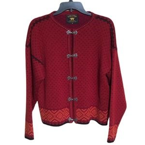 Volund - Women's Norwegian Red Cardigan Sweater